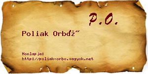 Poliak Orbó névjegykártya